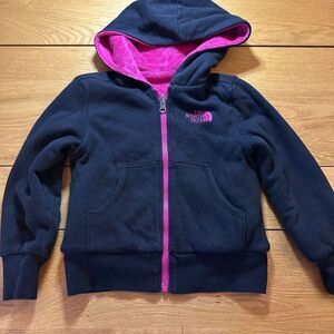 The North Face reversible pink black hoodie xxs (5) girls